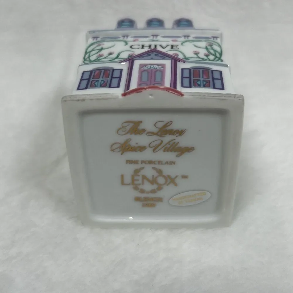 Vintage 1989 Lenox Spice Village Chive Spice Jar Fine Porcelain